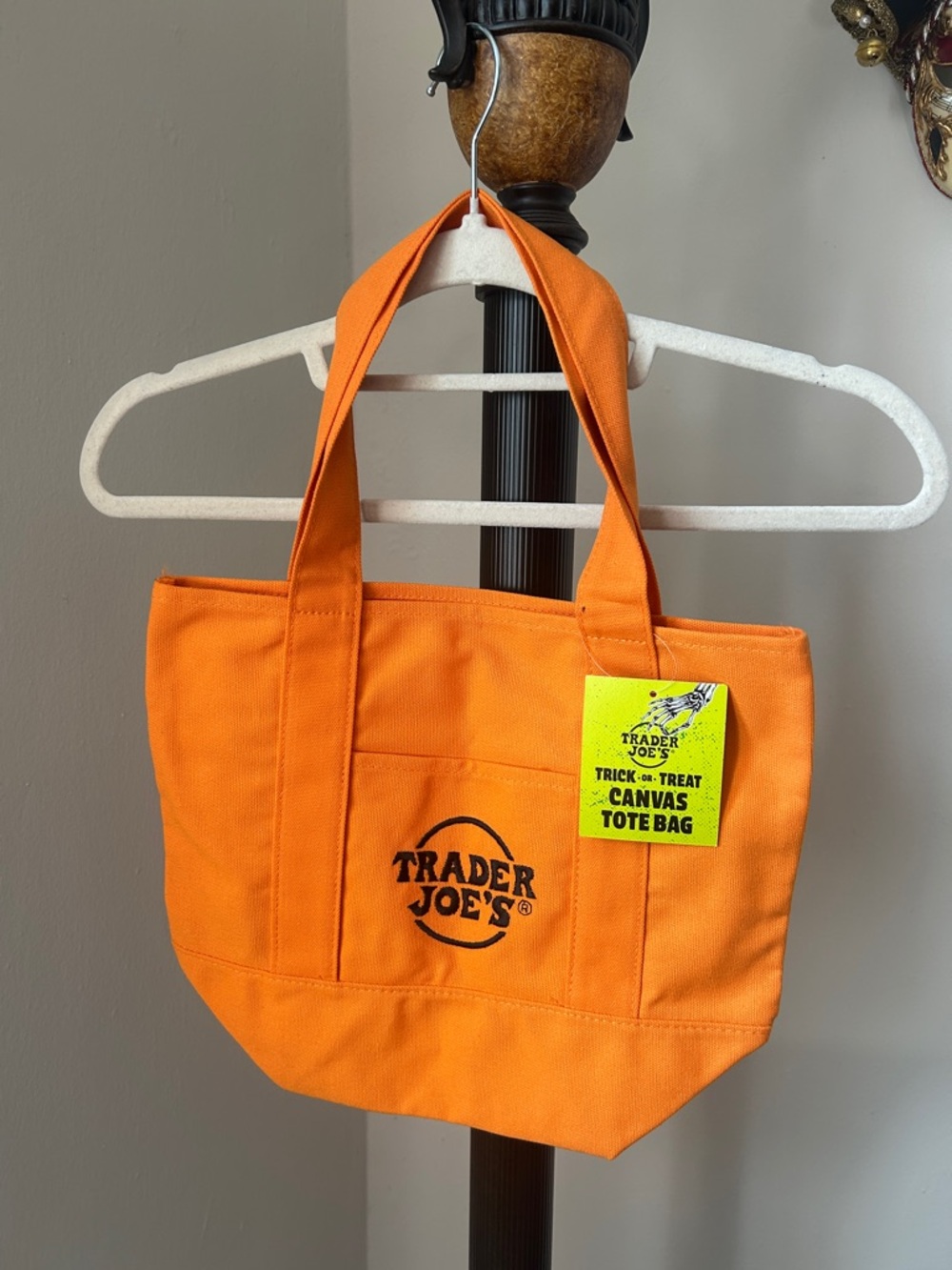 Trader Joe's Orange Canvas Tote Bag with Front Logo NWT limited edition